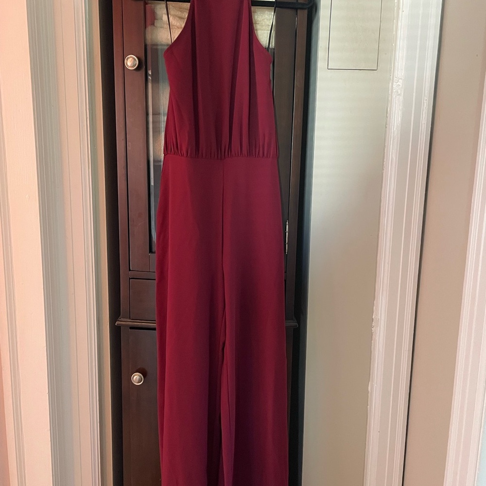 White House Black Market Red Halter Jumpsuit